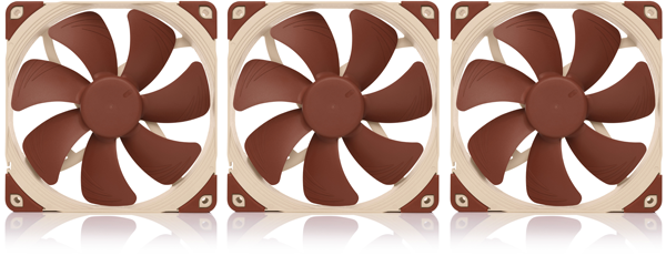 Noctua Fan Package (Beige) - NF-A14 PWM Premium Quiet Cooling Intake Fans (brown anti vibration pads, exhaust fan size/model will depend on case selected)
